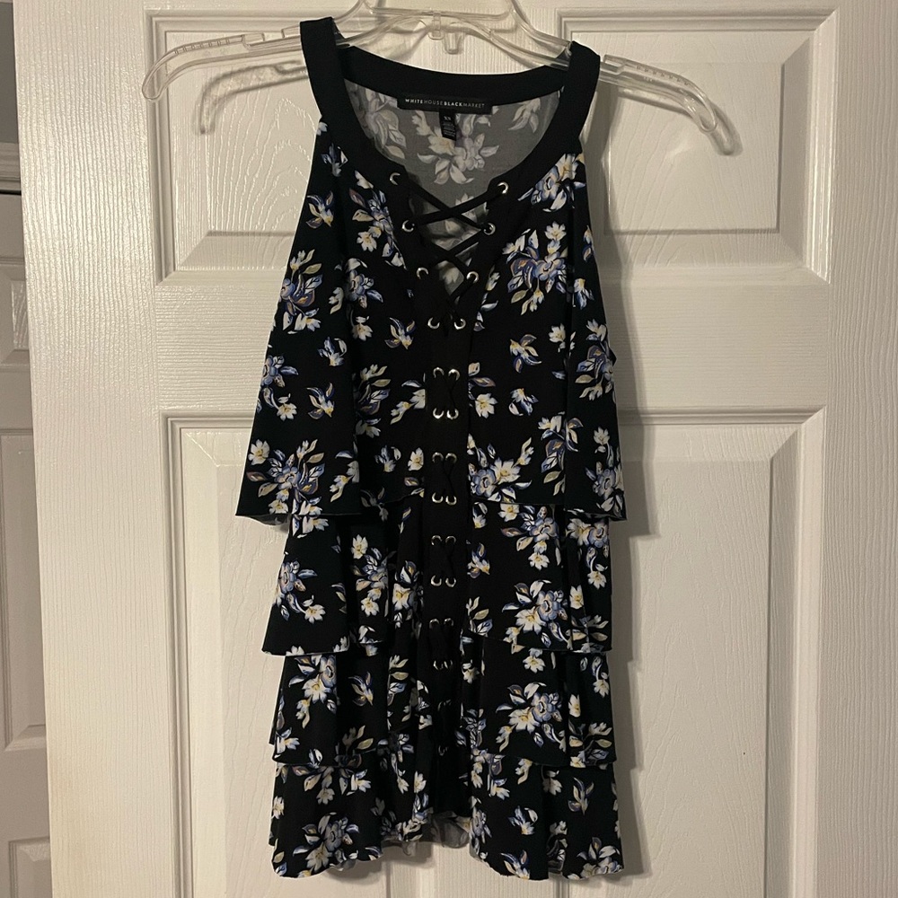 White House Black Market Layered Ruffle Halter Top